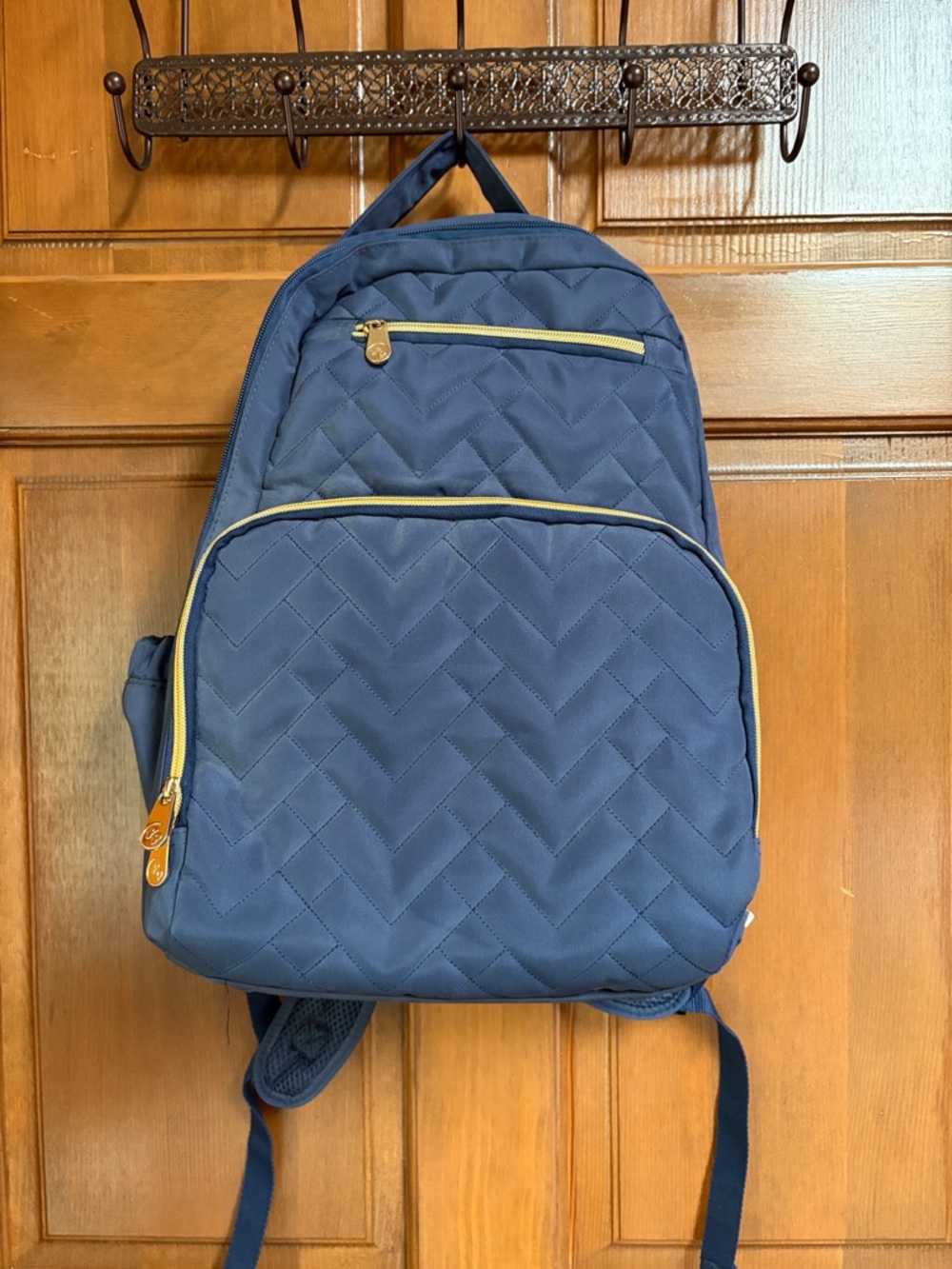 Fisher-Price Navy Blue Diaper Backpack with Gold Zippers